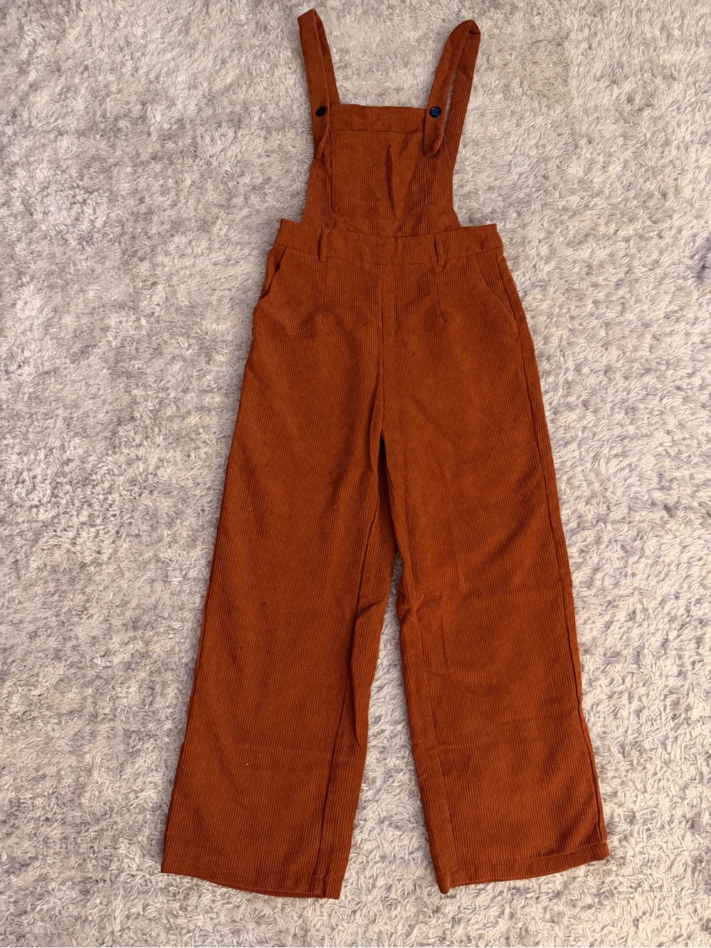 SHEIN Rust Corduroy Wide-Leg Overalls